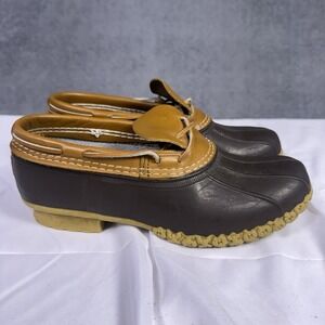 LL Bean Boots Mens 9W Duck Low Rubber Garden Shoes USA Made Brown Leather 175061